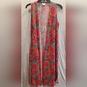 Lularoe Joy floral print vest sz S